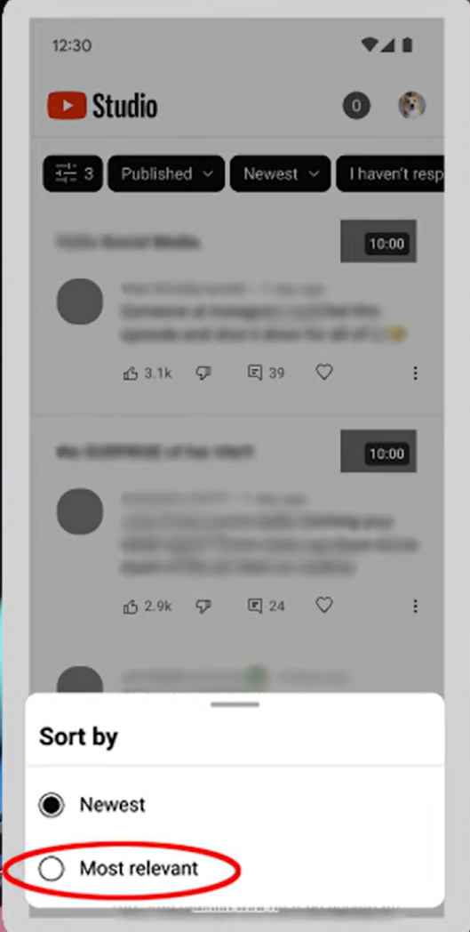 Most Relevant Comment Filter